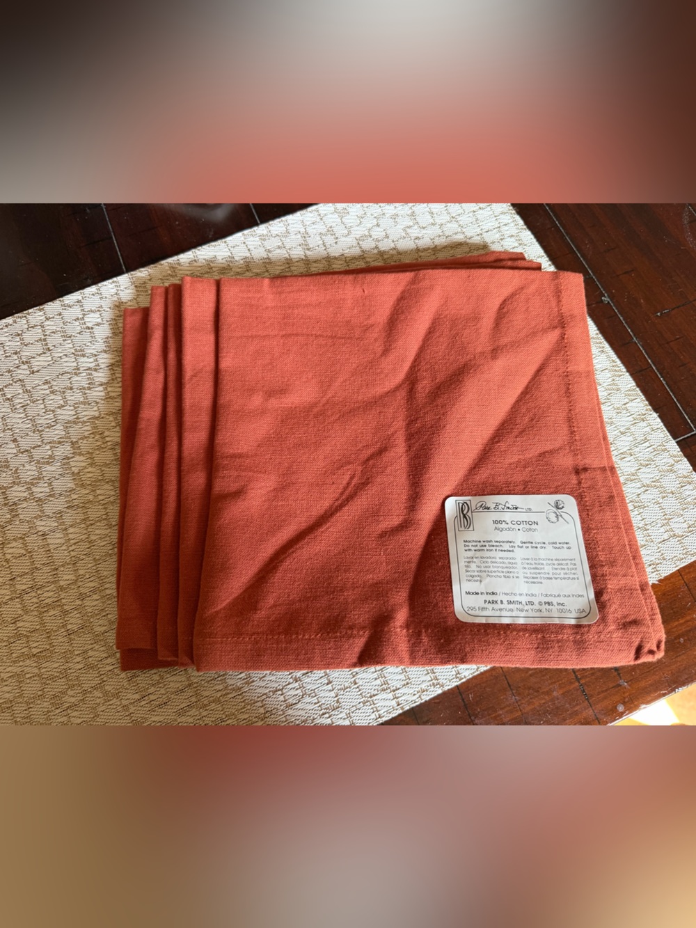 Park B. Smith terracotta napkins set of 5 NEW